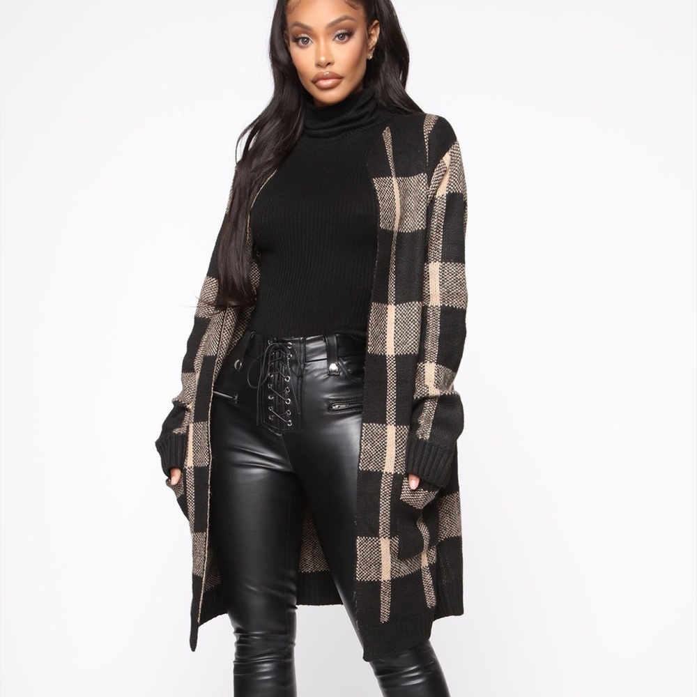 How You Plaid Me Cardigan- Taupe Fashion Nova
